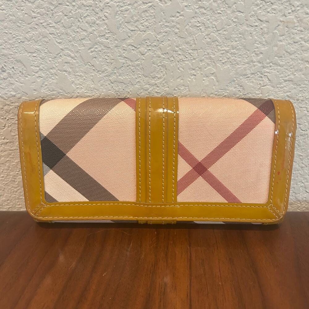 Burberry Nova Check Canvas Patent Leather Continental Wallet